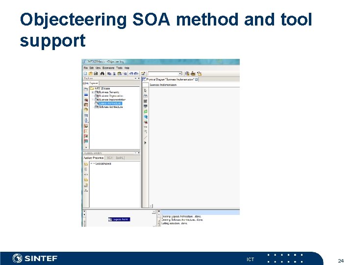 Objecteering SOA method and tool support ICT 24 