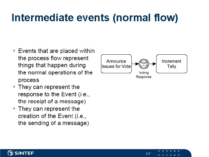 Intermediate events (normal flow) ICT 