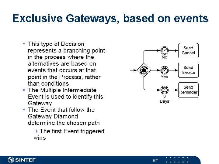 Exclusive Gateways, based on events ICT 
