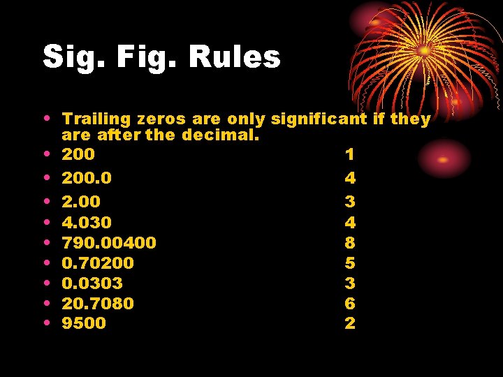 Sig. Fig. Rules • Trailing zeros are only significant if they are after the