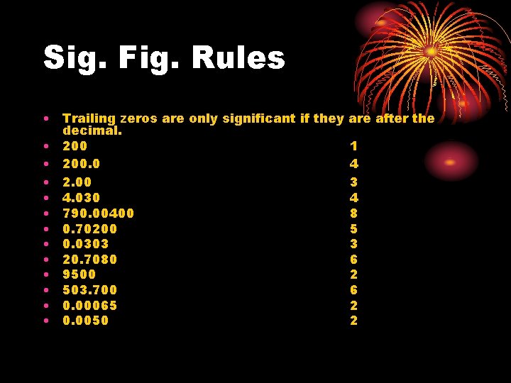Sig. Fig. Rules • Trailing zeros are only significant if they are after the