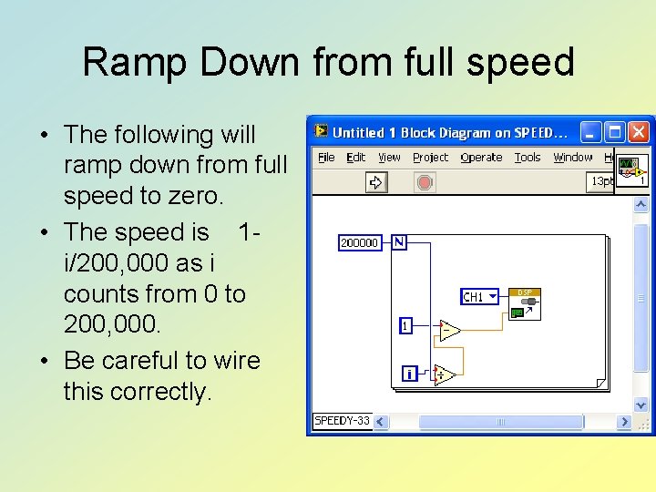 Ramp Down from full speed • The following will ramp down from full speed