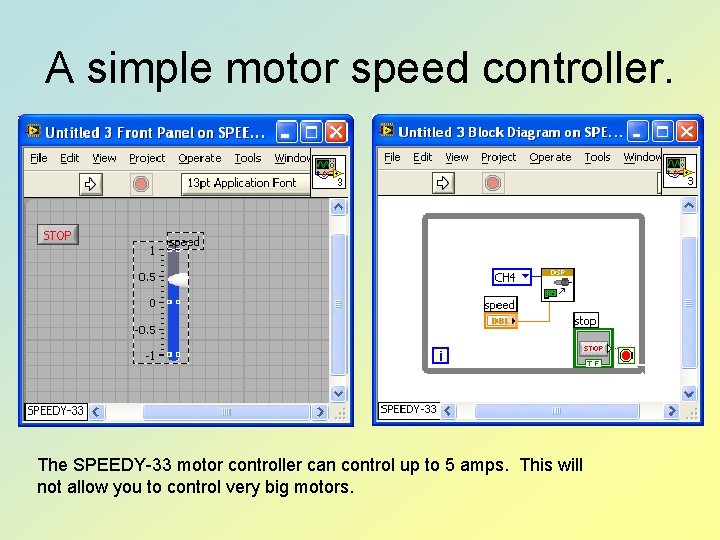 A simple motor speed controller. The SPEEDY-33 motor controller can control up to 5