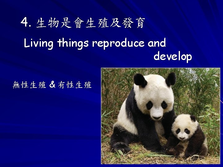 4. 生物是會生殖及發育 Living things reproduce and develop 無性生殖 & 有性生殖 
