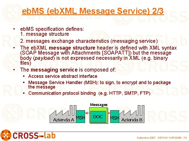 eb. MS (eb. XML Message Service) 2/3 • eb. MS specification defines: 1. message