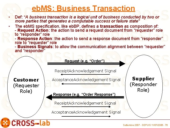 eb. MS: Business Transaction • • Def: “A business transaction is a logical unit