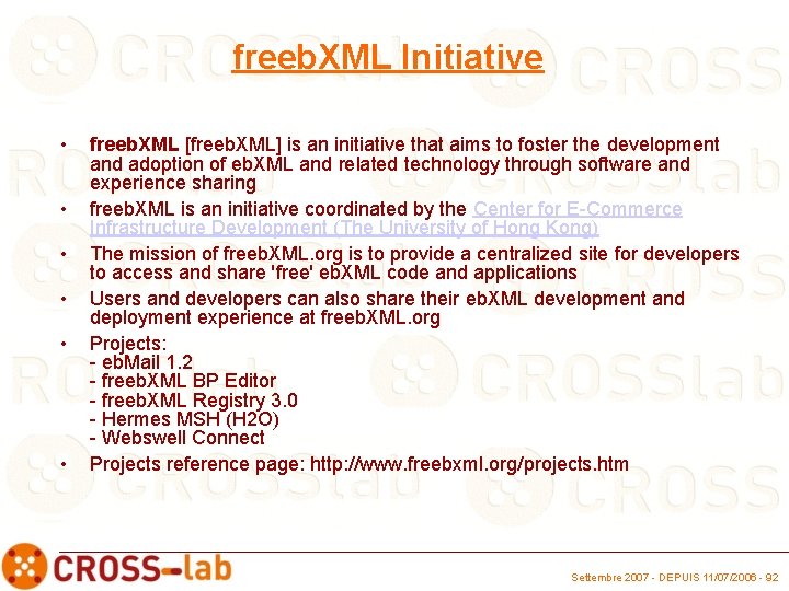  freeb. XML Initiative • • • freeb. XML [freeb. XML] is an initiative