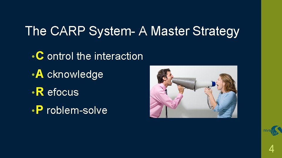 The CARP System- A Master Strategy • C ontrol the interaction • A cknowledge