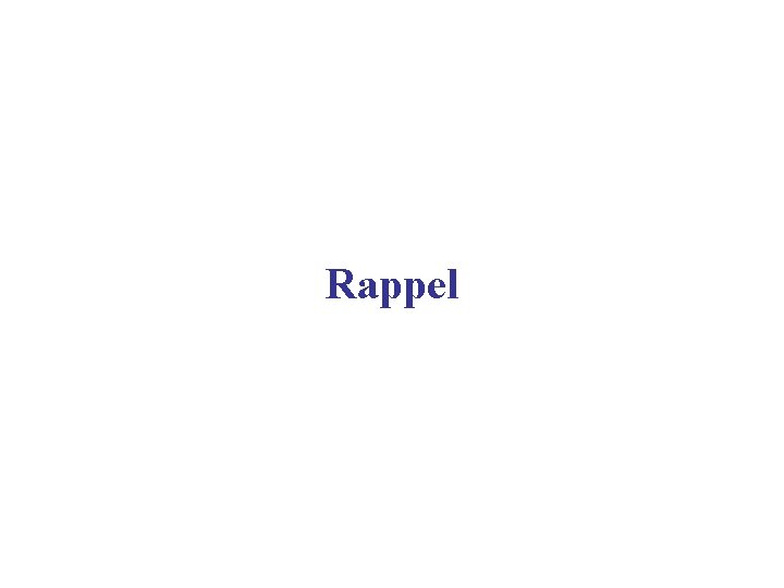 Rappel 