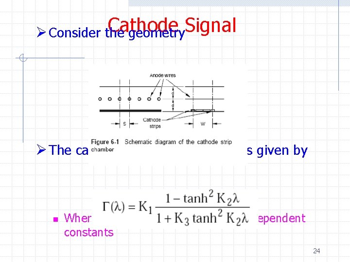 Cathode Ø Consider the geometry. Signal Ø The cathode charge distribution is given by