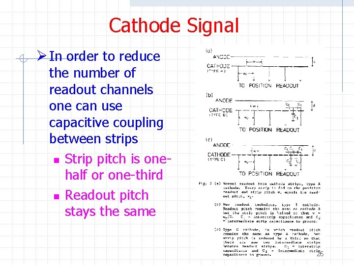 Cathode Signal Ø In order to reduce the number of readout channels one can