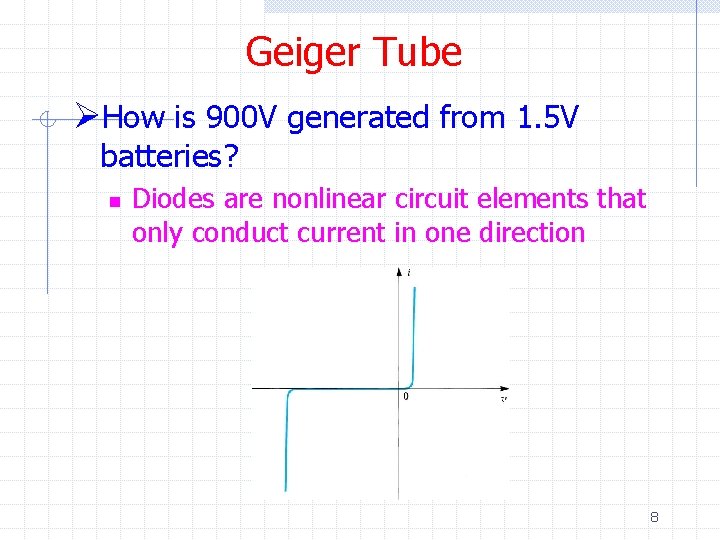 Geiger Tube ØHow is 900 V generated from 1. 5 V batteries? n Diodes