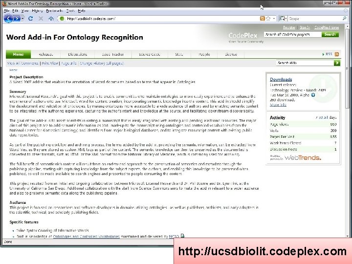 http: //ucsdbiolit. codeplex. com http: //ucsdbiolit. codeplex. com
