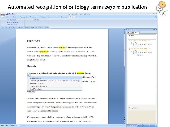 Automated recognition of ontology terms before publication 