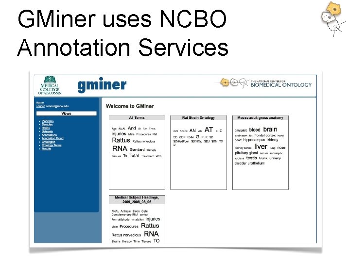 GMiner uses NCBO Annotation Services GMiner uses NCBO Annotation Services