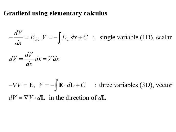 Gradient using elementary calculus 