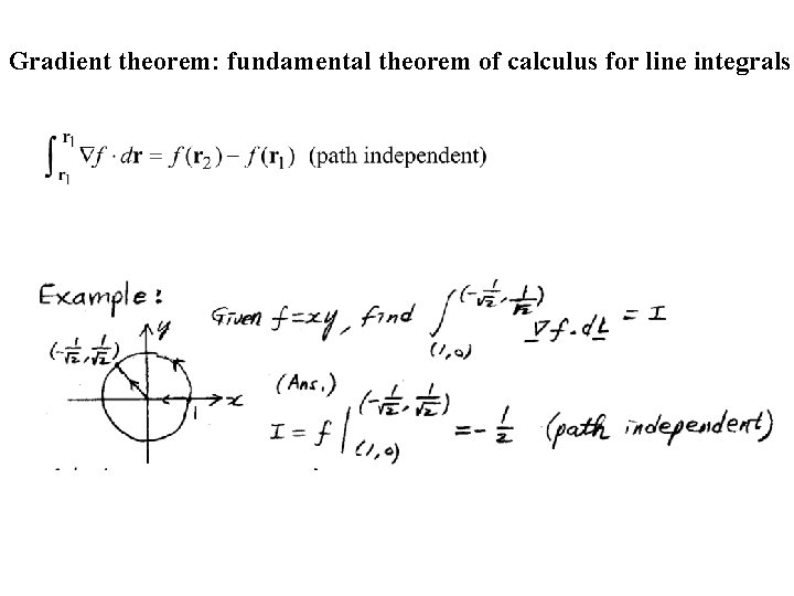 Gradient theorem: fundamental theorem of calculus for line integrals 