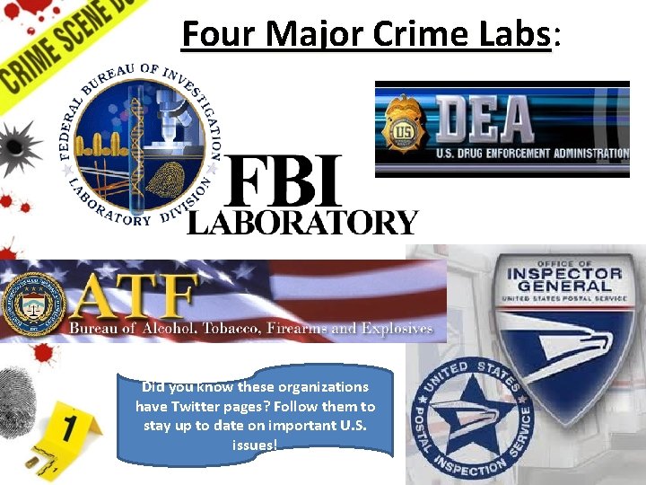 Four Major Crime Labs: Labs Did you know these organizations have Twitter pages? Follow