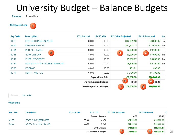 University Budget – Balance Budgets 25 