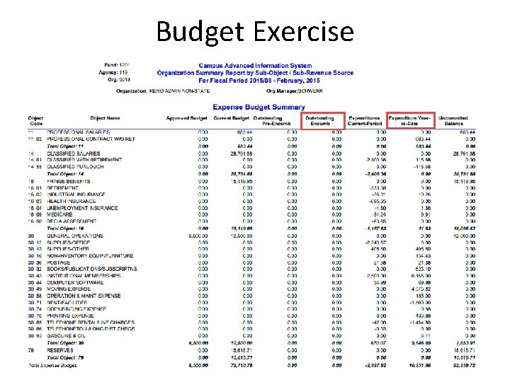 Budget Exercise 33 