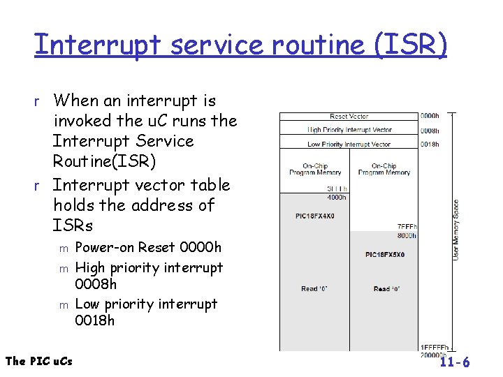 Interrupt service routine (ISR) r When an interrupt is invoked the u. C runs