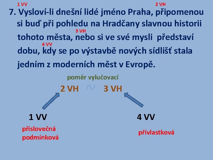 1 VV 2 VH 7. Vysloví-li dnešní lidé jméno Praha, připomenou si buď při