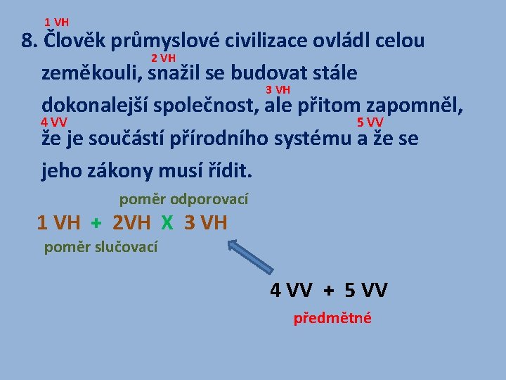 1 VH 8. Člověk průmyslové civilizace ovládl celou 2 VH zeměkouli, snažil se budovat
