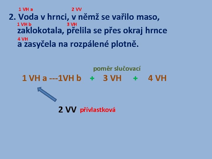 1 VH a 2 VV 2. Voda v hrnci, v němž se vařilo maso,