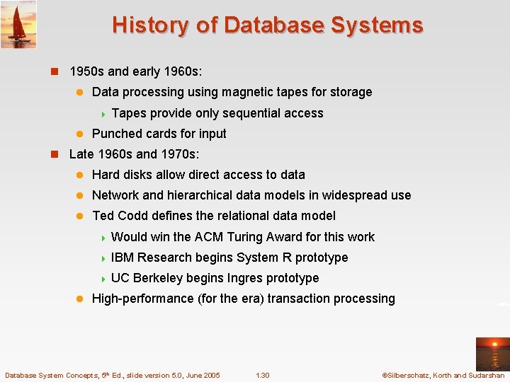 History of Database Systems n 1950 s and early 1960 s: l Data processing