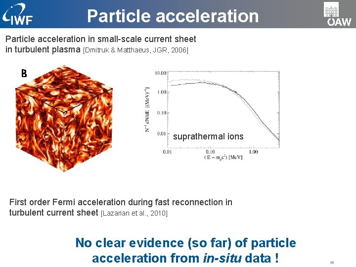 Particle acceleration in small-scale current sheet in turbulent plasma [Dmitruk & Matthaeus, JGR, 2006]