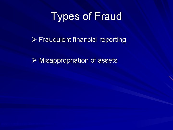 Types of Fraud Ø Fraudulent financial reporting Ø Misappropriation of assets © 2010 Prentice