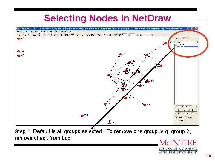 Selecting Nodes in Net. Draw Step 1. Default is all groups selected. To remove