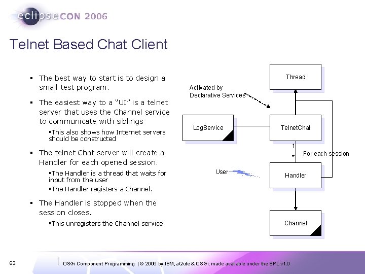 Telnet Based Chat Client § The best way to start is to design a