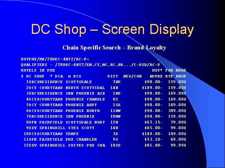 DC Shop – Screen Display Chain Specific Search – Brand Loyalty HOTPHX/EM/28 DEC-4 NT