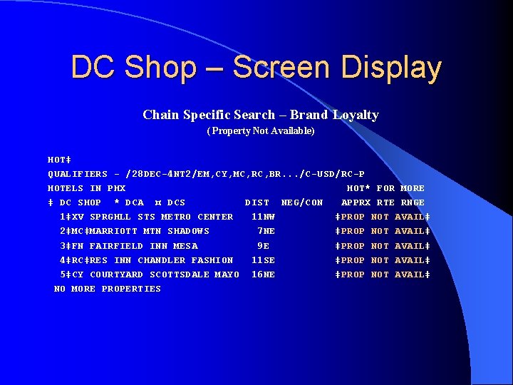 DC Shop – Screen Display Chain Specific Search – Brand Loyalty ( Property Not