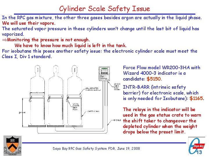 Cylinder Scale Safety Issue In the RPC gas mixture, the other three gases besides