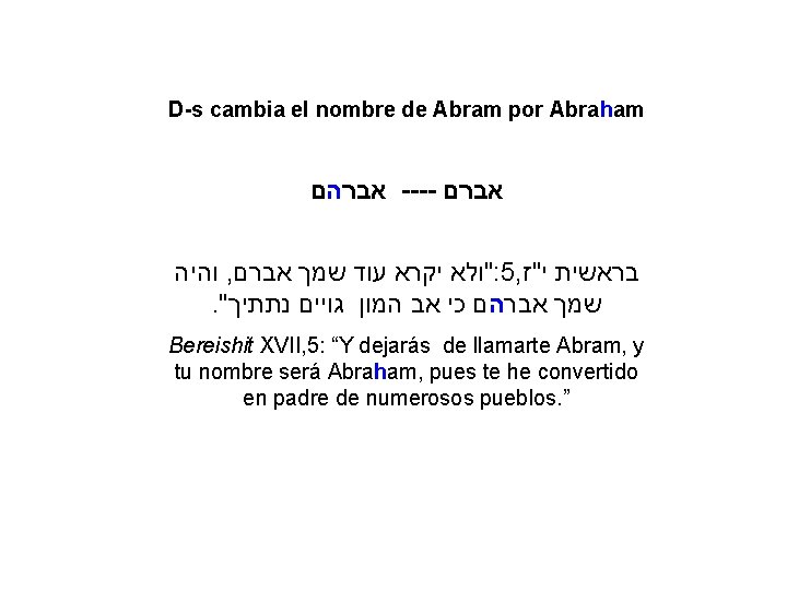 D-s cambia el nombre de Abram por Abraham אברהם ---- אברם והיה , אברם