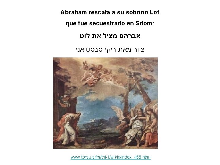 Abraham rescata a su sobrino Lot que fue secuestrado en Sdom: לוט את מציל