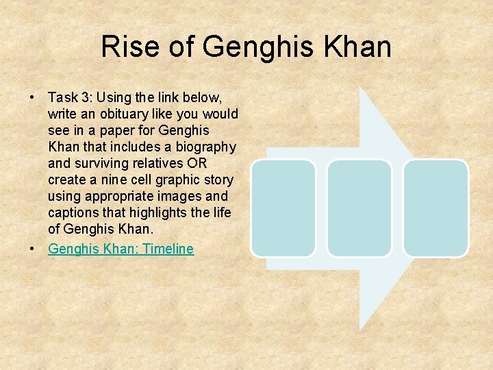 Rise of Genghis Khan • Task 3: Using the link below, write an obituary Rise of Genghis Khan • Task 3: Using the link below, write an obituary