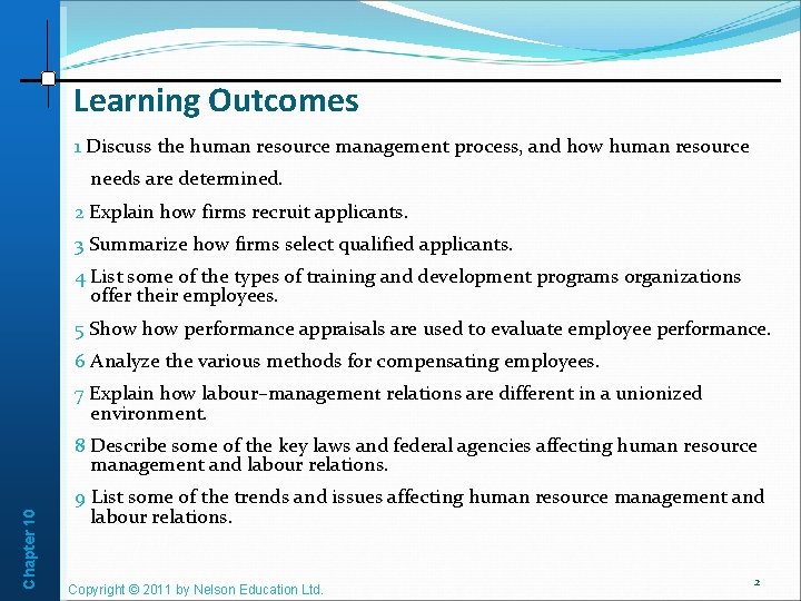 Learning Outcomes 1 Discuss the human resource management process, and how human resource needs