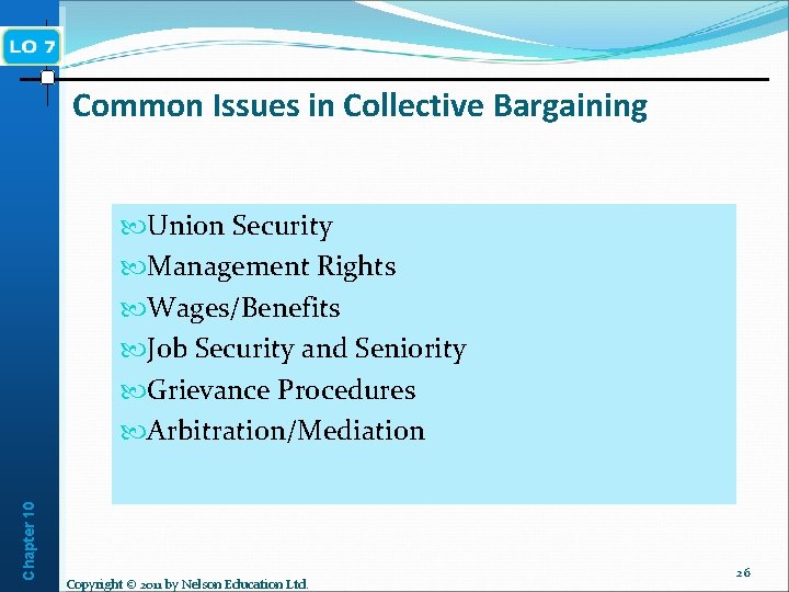 Common Issues in Collective Bargaining Chapter 10 Union Security Management Rights Wages/Benefits Job Security