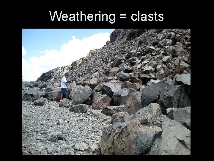 Weathering = clasts 