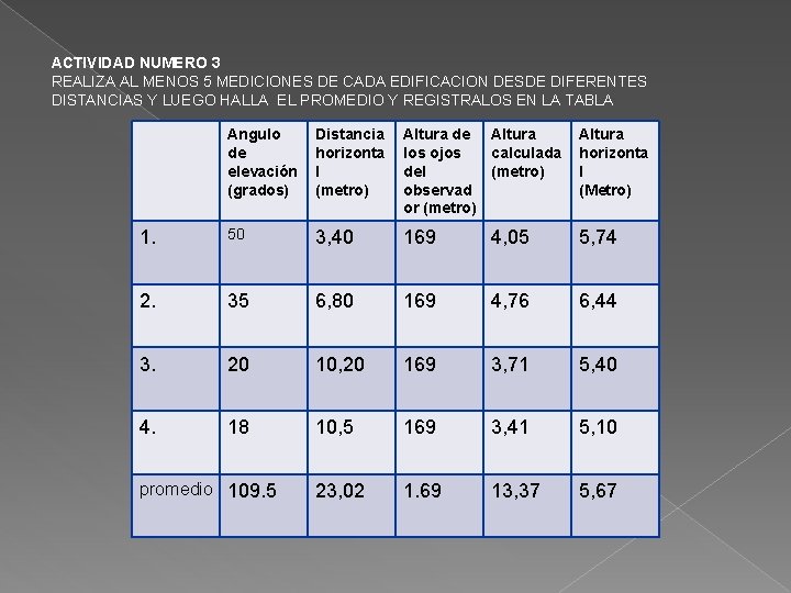 ACTIVIDAD NUMERO 3 REALIZA AL MENOS 5 MEDICIONES DE CADA EDIFICACION DESDE DIFERENTES DISTANCIAS