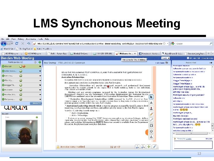 LMS Synchonous Meeting Workshop Multichannel Learning – P 2 P 12 