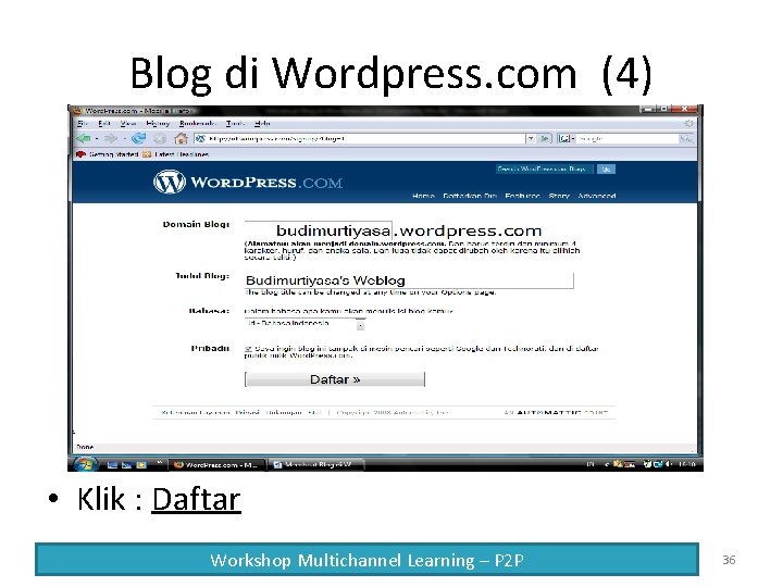 Blog di Wordpress. com (4) • Klik : Daftar Workshop Multichannel Learning – P