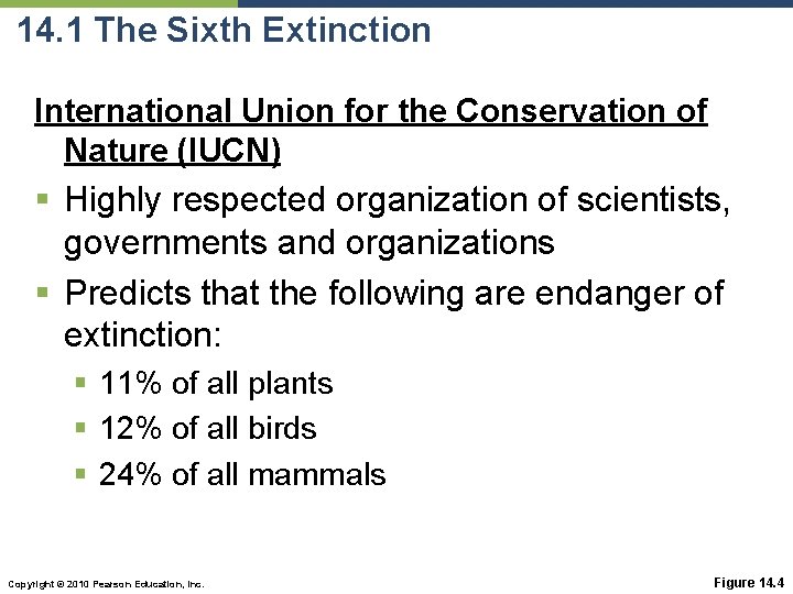 14. 1 The Sixth Extinction International Union for the Conservation of Nature (IUCN) §