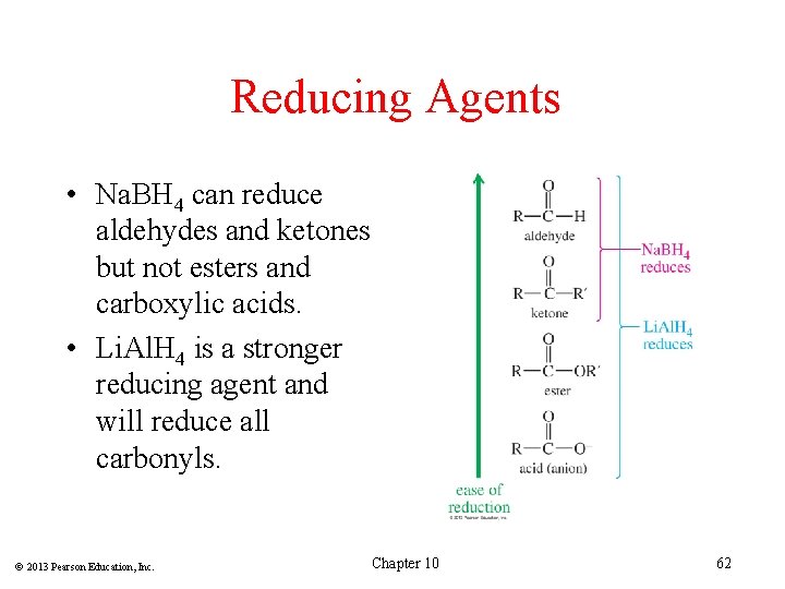 Reducing Agents • Na. BH 4 can reduce aldehydes and ketones but not esters