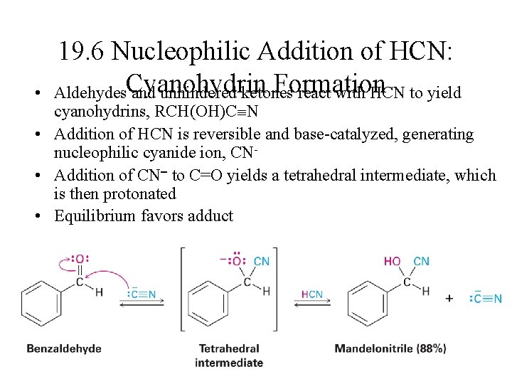  • 19. 6 Nucleophilic Addition of HCN: Formation Aldehydes. Cyanohydrin and unhindered ketones