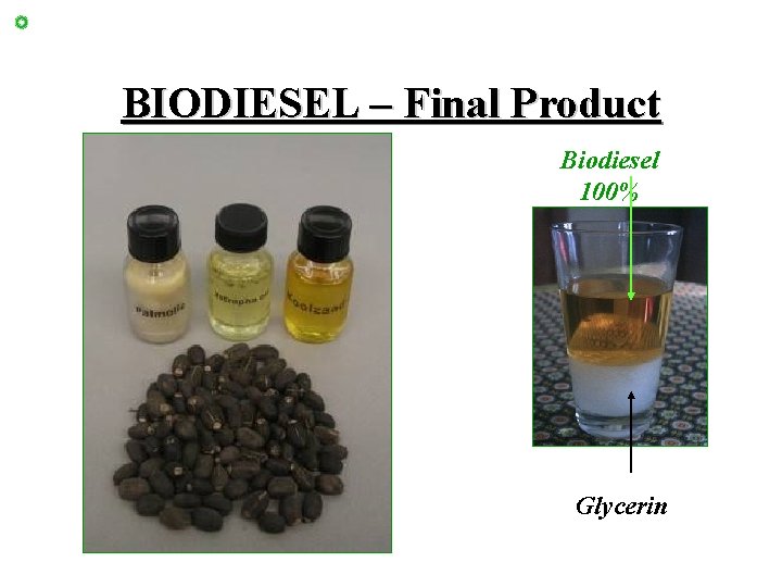 BIODIESEL – Final Product Biodiesel 100% Glycerin 