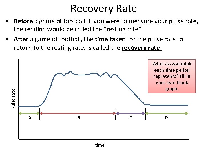 Recovery Rate • Before a game of football, if you were to measure your